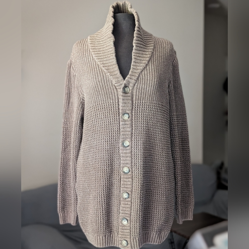 ASOS Taupe Shawl Collar Button-Front Cardigan
